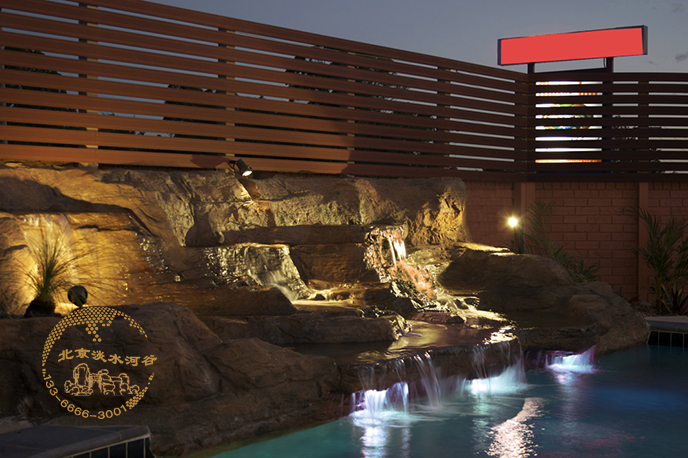 塑石假山泳池制作－淡水河谷在广州别墅制作塑石假山