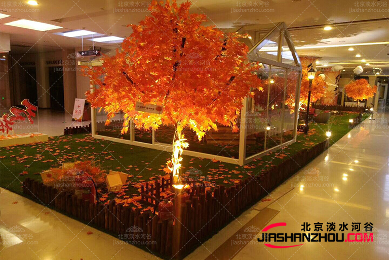 costa咖啡店-漂亮而美丽的红枫仿真树帮您置身美的f景里