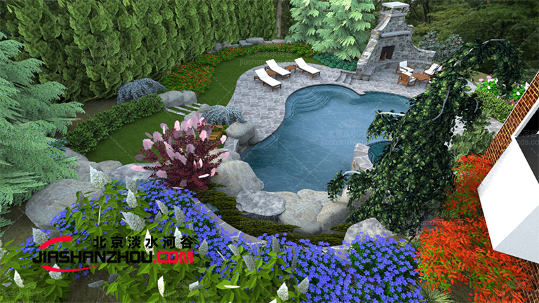 后湖塑石假山生态花园水池巧妙施工焕然一新