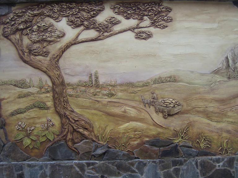 在婴儿房制作浮雕仿真树