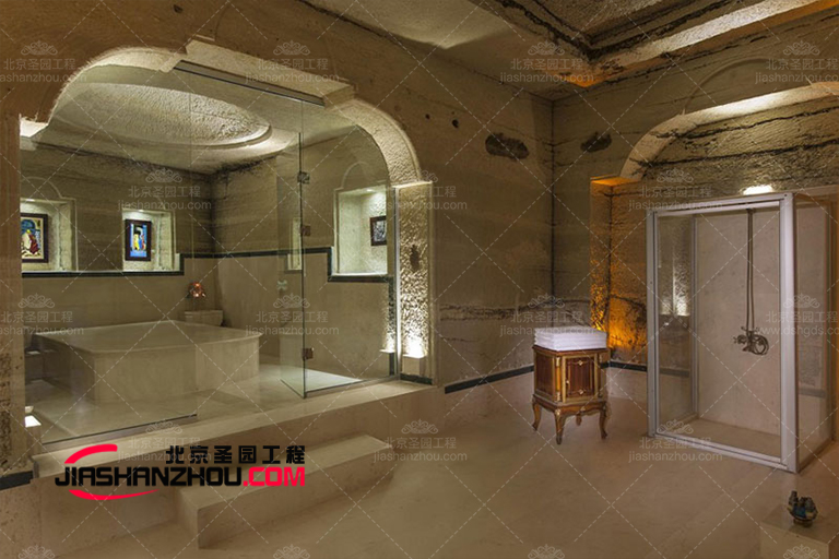 中南半岛人造山洞别墅度假村具设计感的卧室效果图