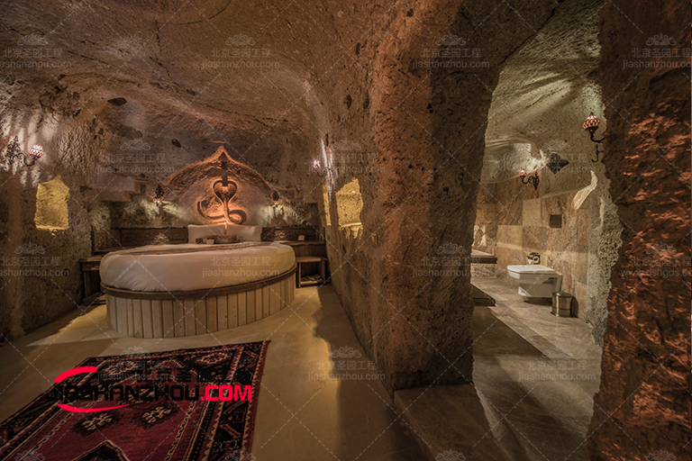 沈阳神仙仿真岩洞民宿浴室​暖褐洞穴ins f 网红浴缸