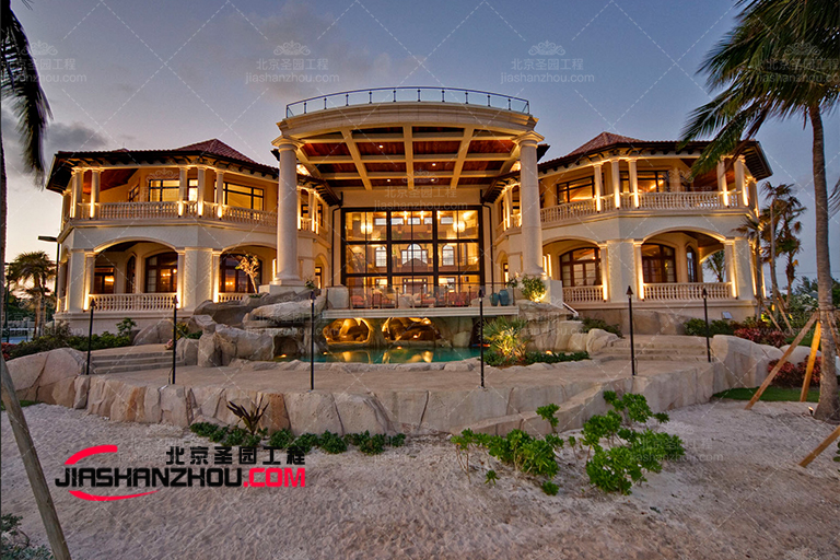 荆州保利公园壹号别墅庭院美塑石假山景观的设计思路