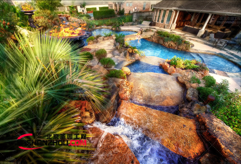 承接江苏省大丰市青岚生态园塑石假山GRC水池景观制作工程