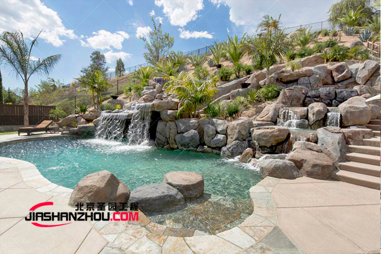 南昌安义鼎湖家园生态旅游度假村塑石假山水池景观设计
