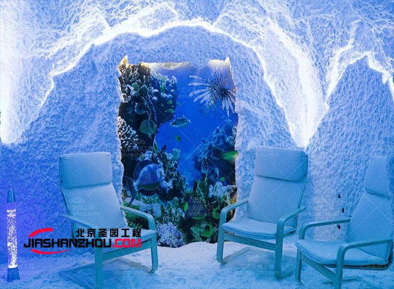 洞穴式盐疗房另一个重要概念是不要让装饰设计看着太做作