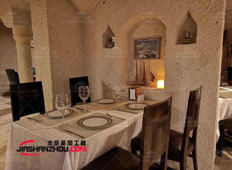 多现代仿天然洞穴主题餐厅创意设计制作示例