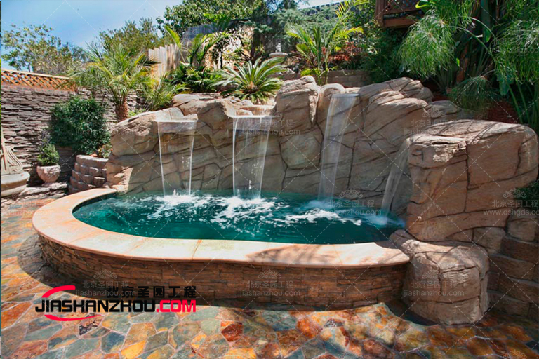 别墅庭院小品之塑石假山水池 千款假山案例