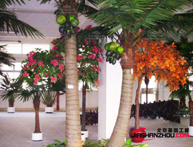 仿真树设计可以与其他室内装饰元素相结合创造出丰富的的室内环境