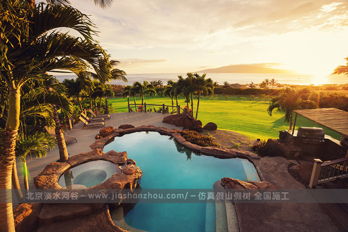 张家界塑石假山庭院 人造假山绿化有技巧