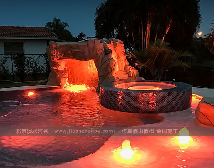 重庆温泉景观造型水泥假山温泉池