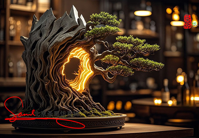 山西大同夏季仿真树造景带动着整个空间越加有韵味