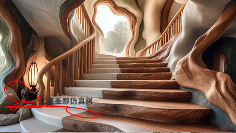 北京昌平厂家水泥仿木楼梯的加工以及成型与组装