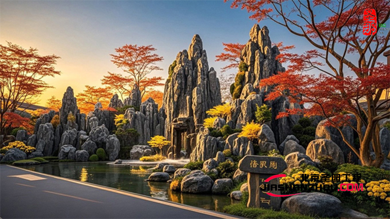 泰山水泥假山铺就的画卷是自然与人文的双重馈赠