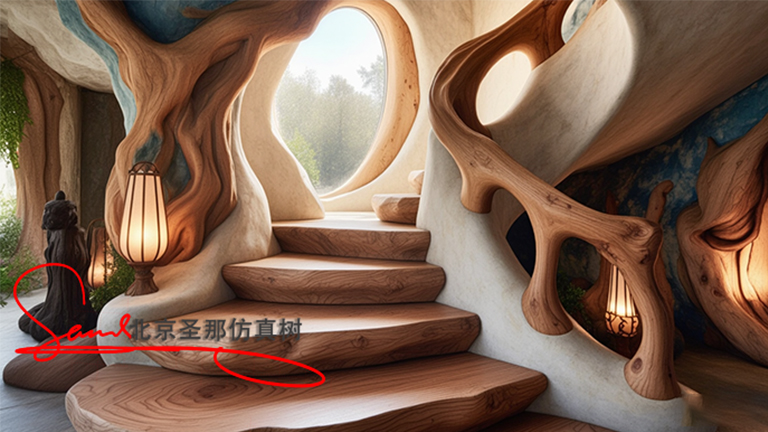 深圳水泥仿木楼梯成本低体积小运输方便安装简便易操作