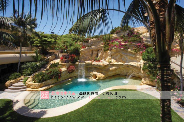 水池假山景观鱼池.jpg 水池假山景观鱼池