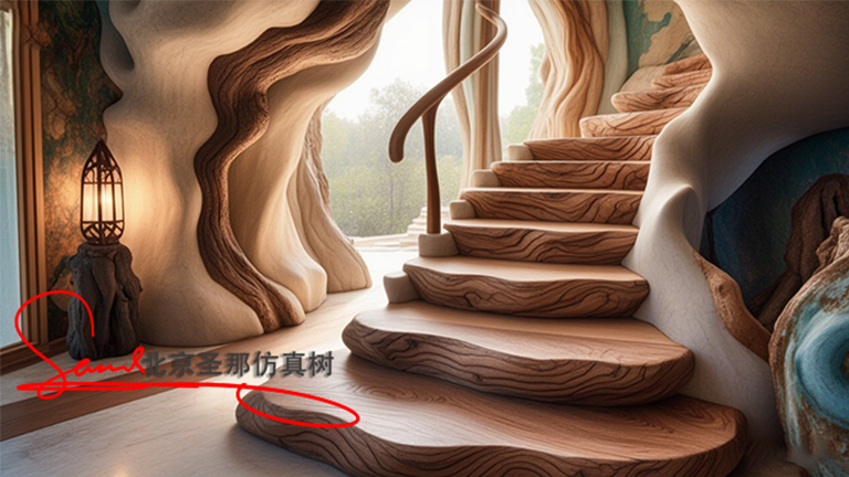 水泥仿木楼梯