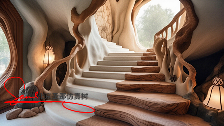 水泥仿木楼梯
