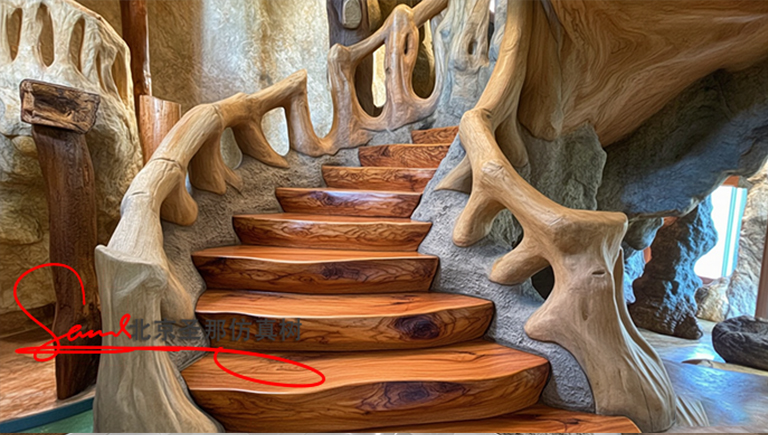 水泥仿木楼梯.jpg 水泥仿木楼梯