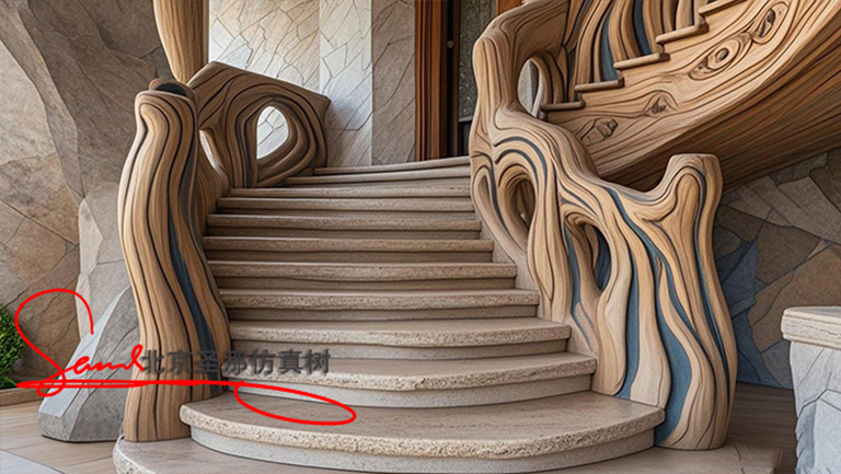 水泥仿木楼梯