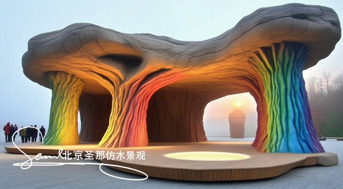 水泥仿木观光台