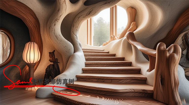 水泥仿木楼梯.jpg 水泥仿木楼梯