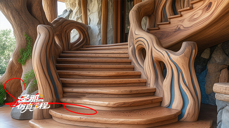 水泥仿木楼梯