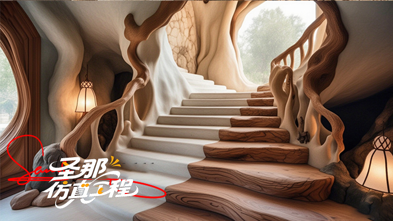 水泥仿木楼梯.jpg 水泥仿木楼梯