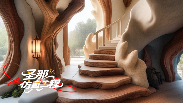 水泥仿木楼梯