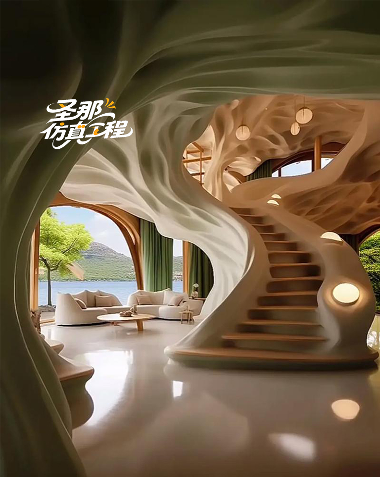 水泥仿木楼梯