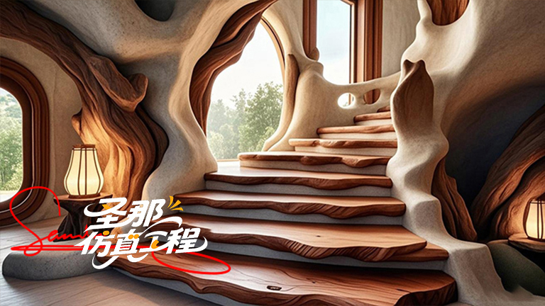 水泥仿木楼梯
