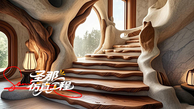 水泥仿木楼梯