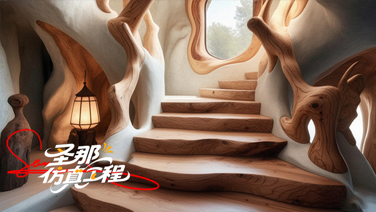 水泥仿木楼梯