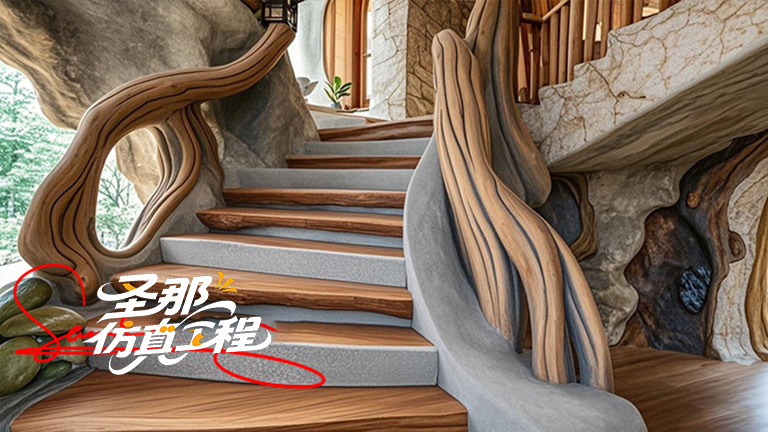 水泥仿木楼梯
