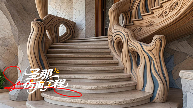 水泥仿木楼梯